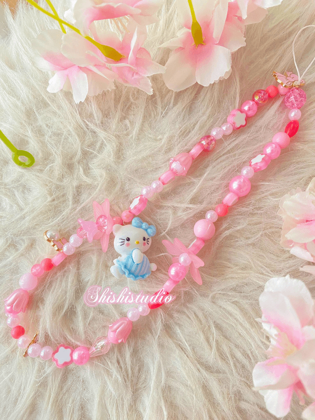 Hello Kitty blue bracelet phone strap