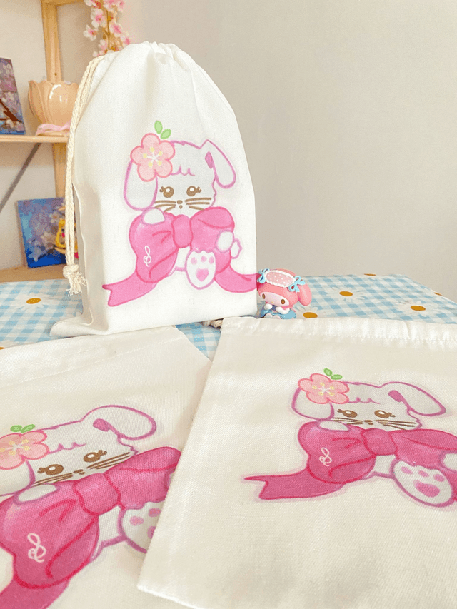 Rosy Ribbun Bunny Pouch