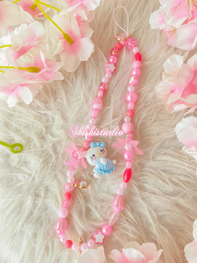 Hello Kitty blue bracelet phone strap
